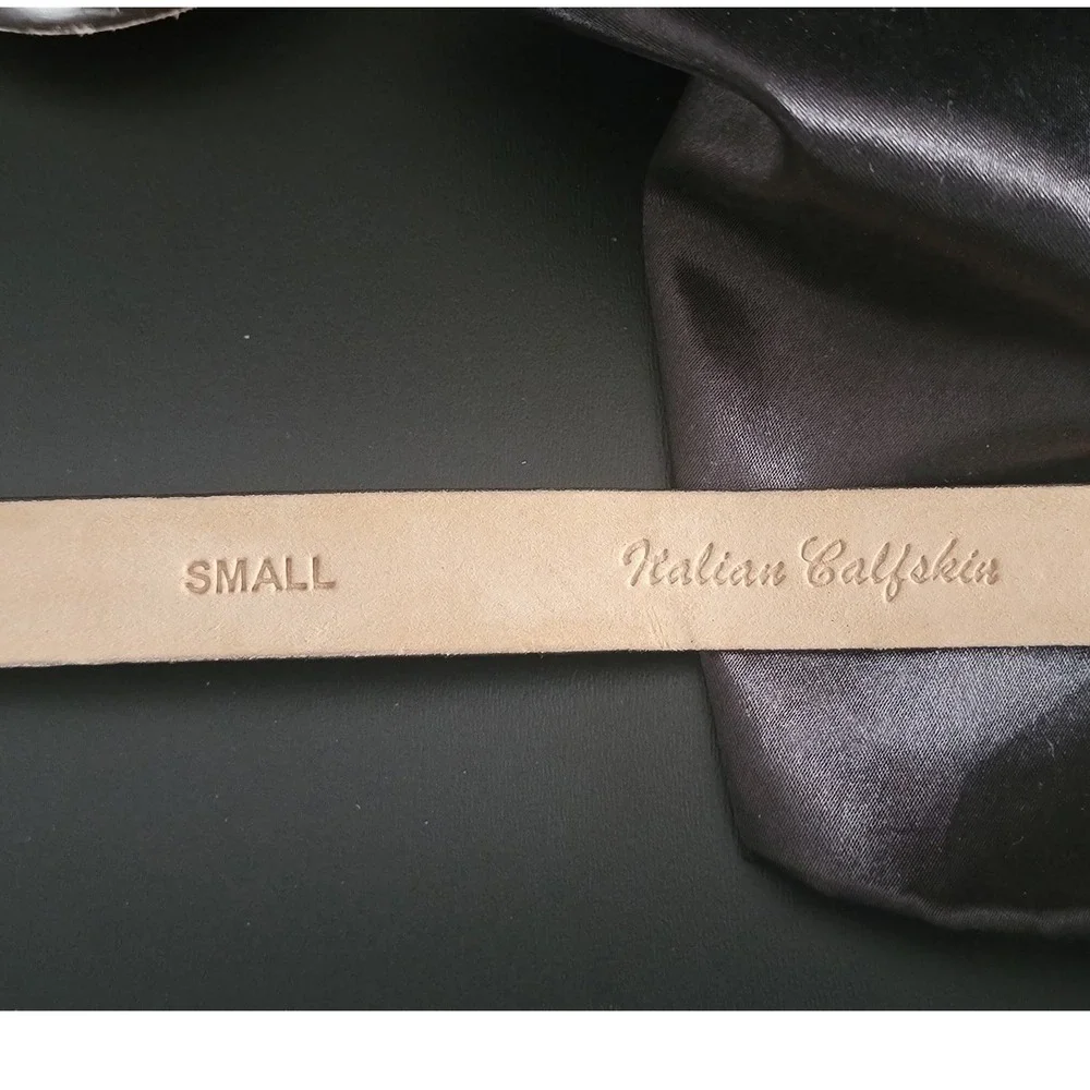 Saks Fifth Avenue Italian Calfskin Snakeskin Embossed Leather Belt Brown Gold S